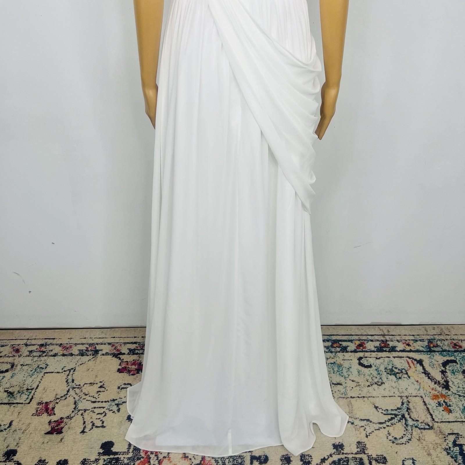 Beautiful White Pleated Maxi Dress Size 8 White Gown Flowy Elegant Back Zip
