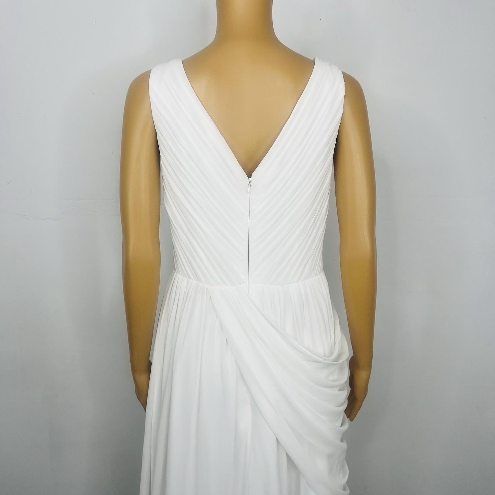 Beautiful White Pleated Maxi Dress Size 8 White Gown Flowy Elegant Back Zip