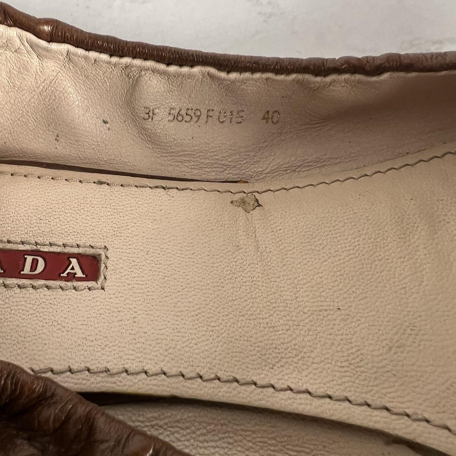 Prada Women Brown Leather Ballet Size 40/ US 9 Slip On Shoes