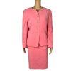 Le Suit Women Polyester Skirt Suit Size 14P Baby Pink Collarless Lined 2PC