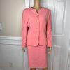 Le Suit Women Polyester Skirt Suit Size 14P Baby Pink Collarless Lined 2PC