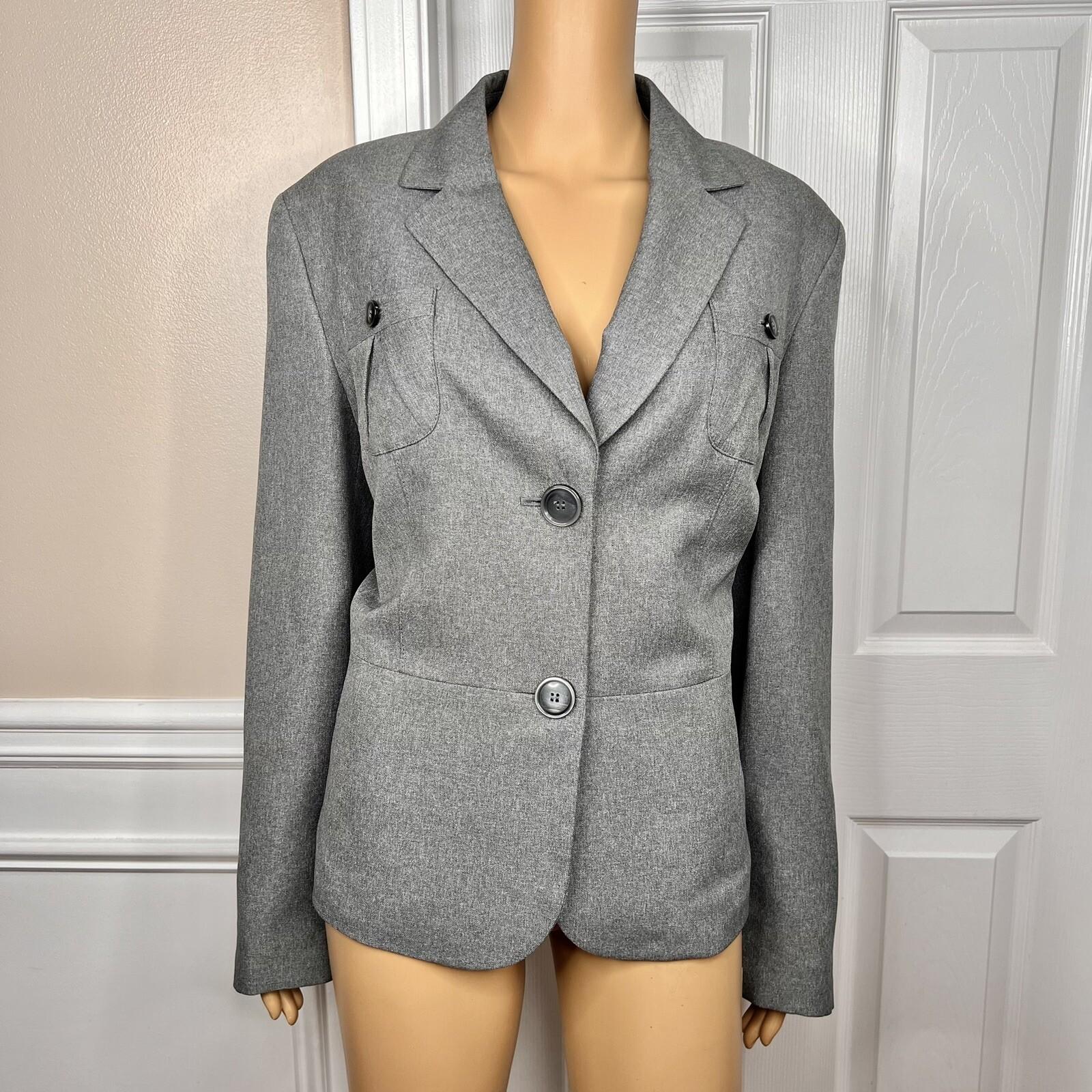Le Suit Women  Polyester Pant Suit Size 16 Gray Lined Notch Collar Career 2PC