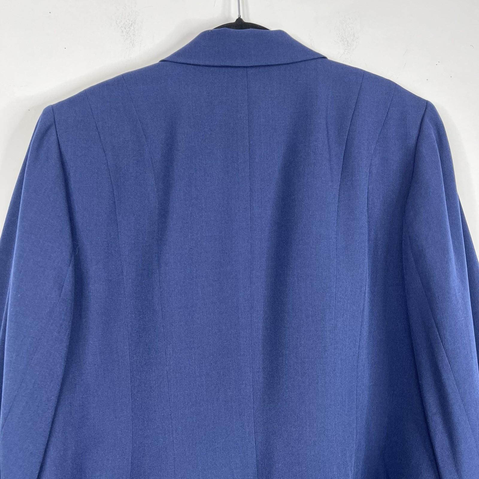 New Kasper Polyester Rayon Blazer Size 24W Navy Blue Notch Collar Stretch Office