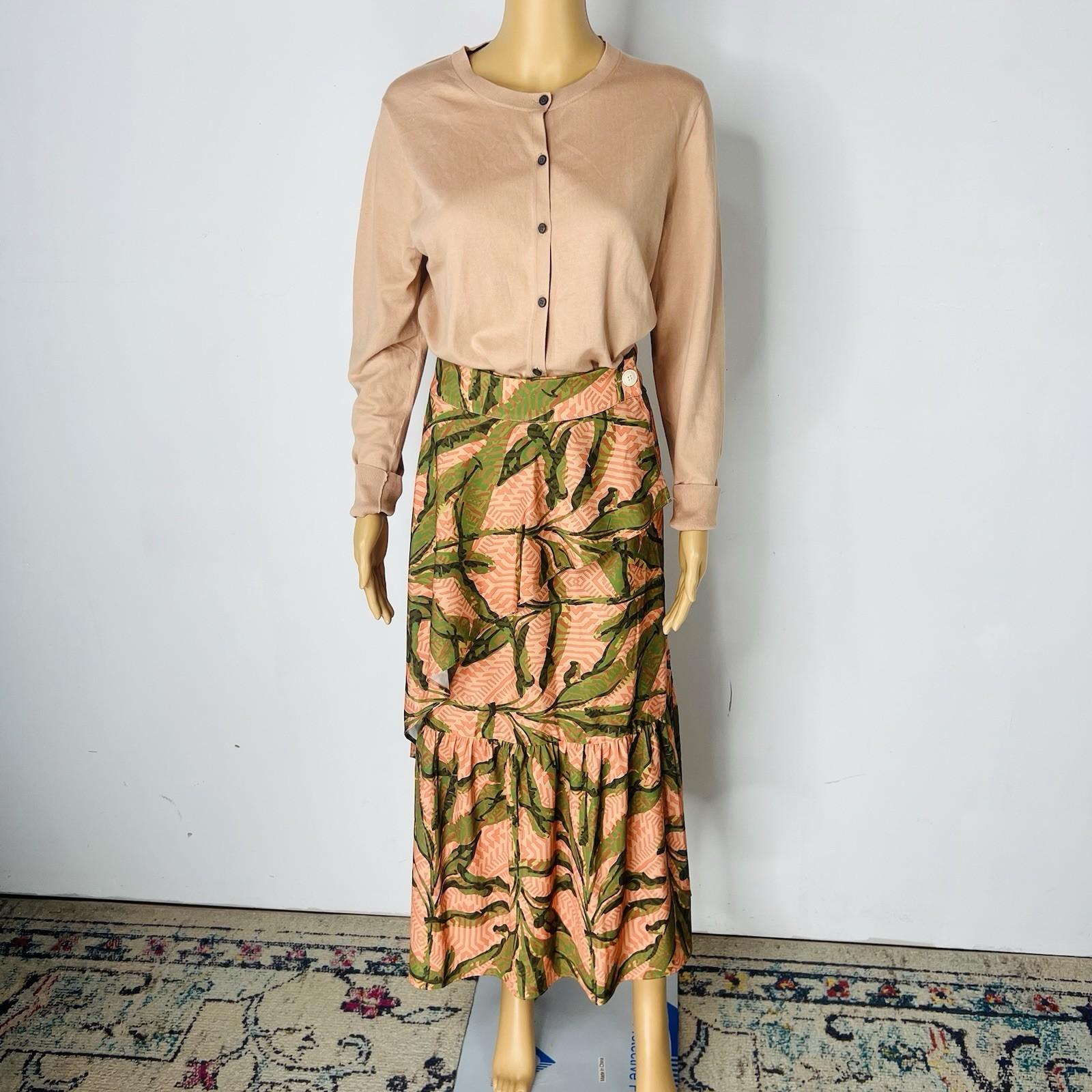 G By Giuliana Black Label Boho Floral Maxi Skirt Size S Faux Wrap Ruffle Hem New