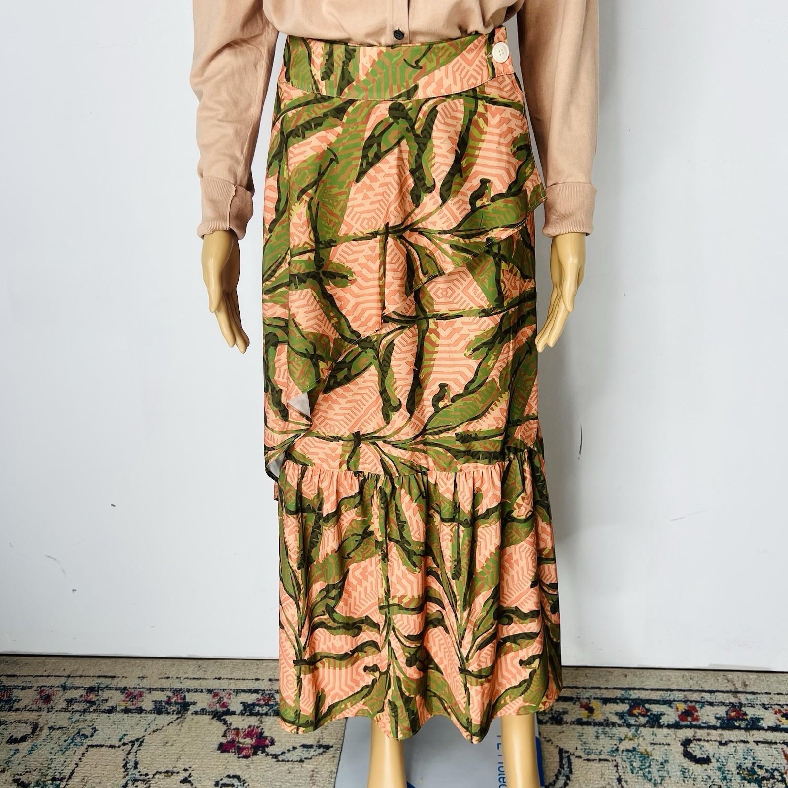 G By Giuliana Black Label Boho Floral Maxi Skirt Size S Faux Wrap Ruffle Hem New