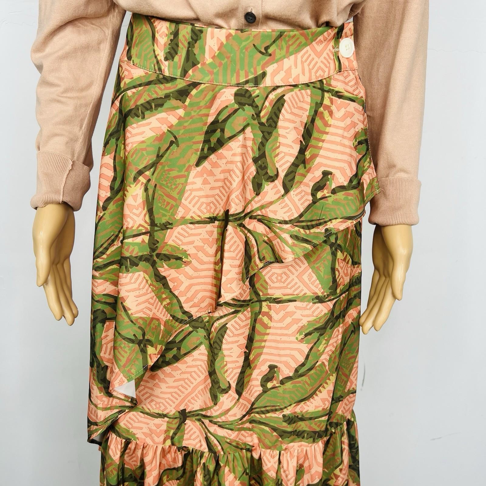 G By Giuliana Black Label Boho Floral Maxi Skirt Size S Faux Wrap Ruffle Hem New