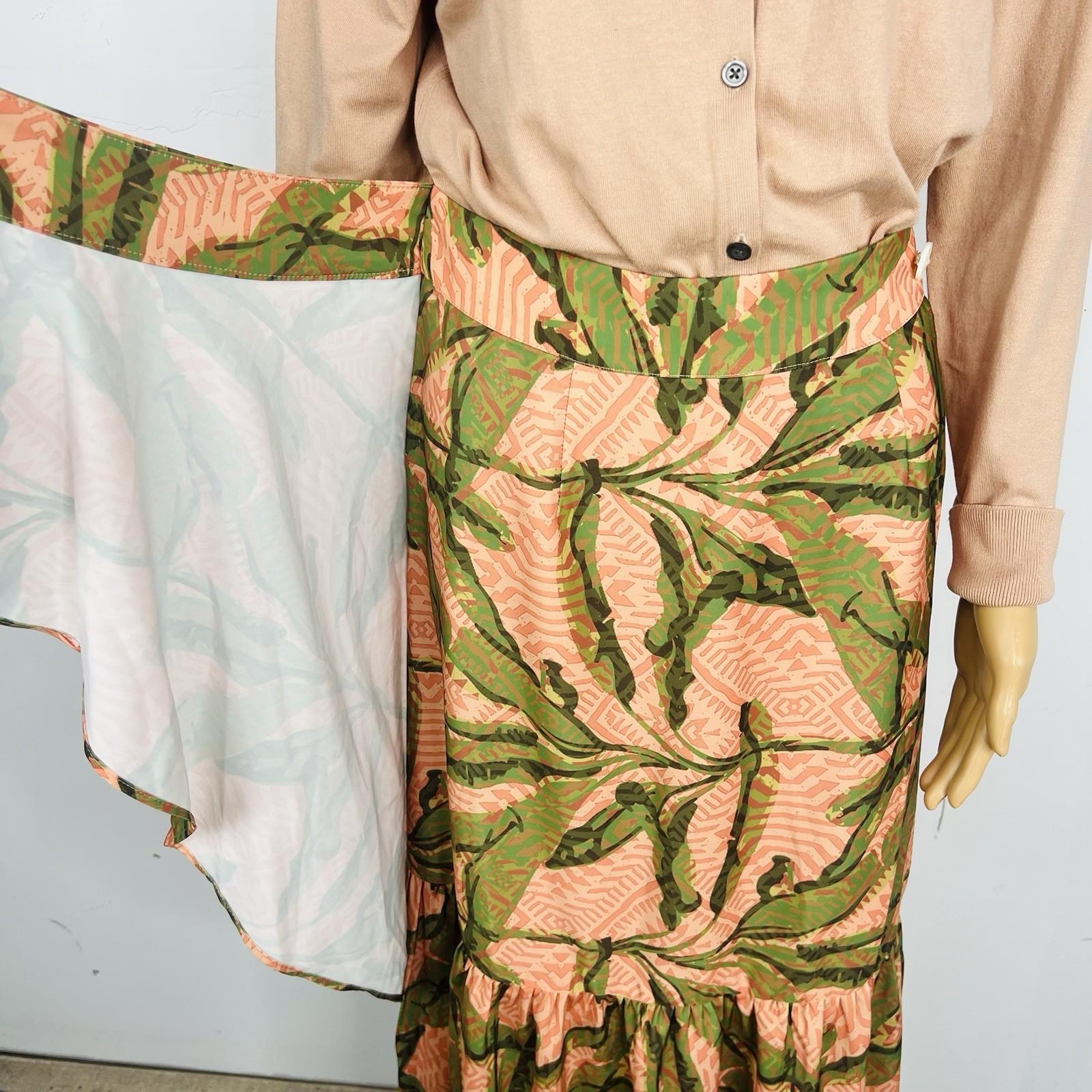 G By Giuliana Black Label Boho Floral Maxi Skirt Size S Faux Wrap Ruffle Hem New