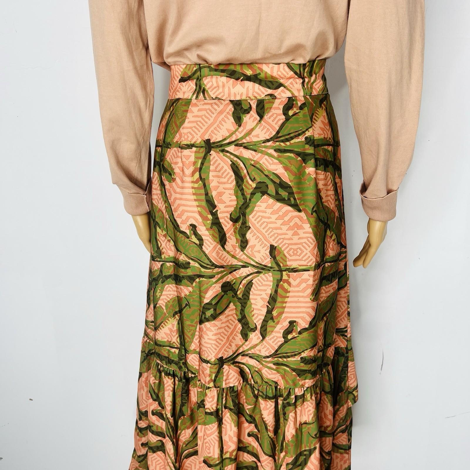 G By Giuliana Black Label Boho Floral Maxi Skirt Size S Faux Wrap Ruffle Hem New