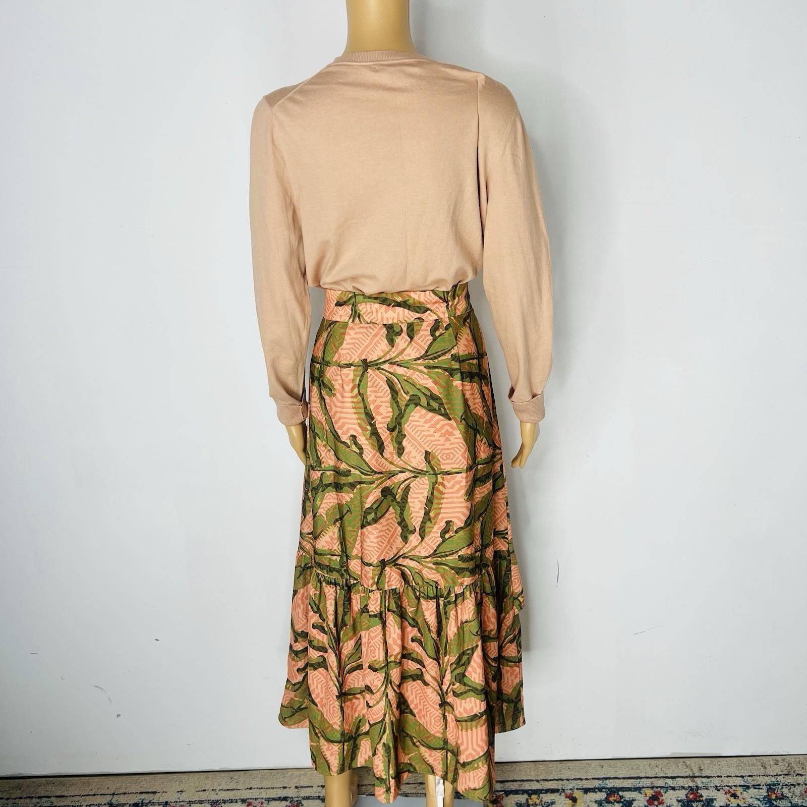 G By Giuliana Black Label Boho Floral Maxi Skirt Size S Faux Wrap Ruffle Hem New