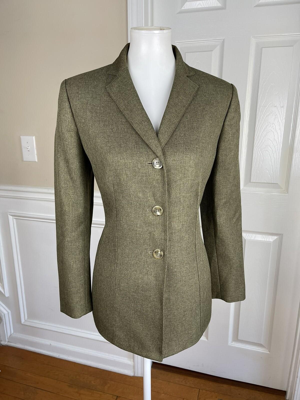 Le Suit Women Polyester Pant Suit Size 10P Green Notch Collar Lined 2PC