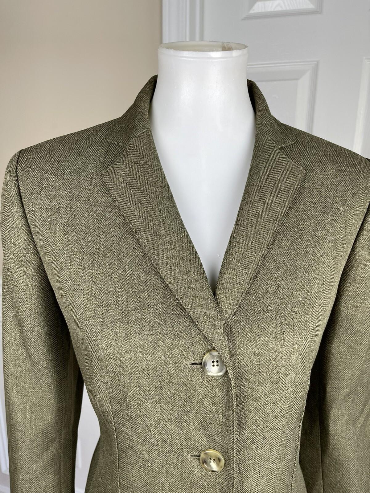 Le Suit Women Polyester Pant Suit Size 10P Green Notch Collar Lined 2PC