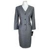 New LE SUIT 2PC Black White Collarless Polyester Skirt Suit Size 8 MSRP 0