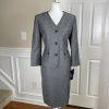 New LE SUIT 2PC Black White Collarless Polyester Skirt Suit Size 8 MSRP 0