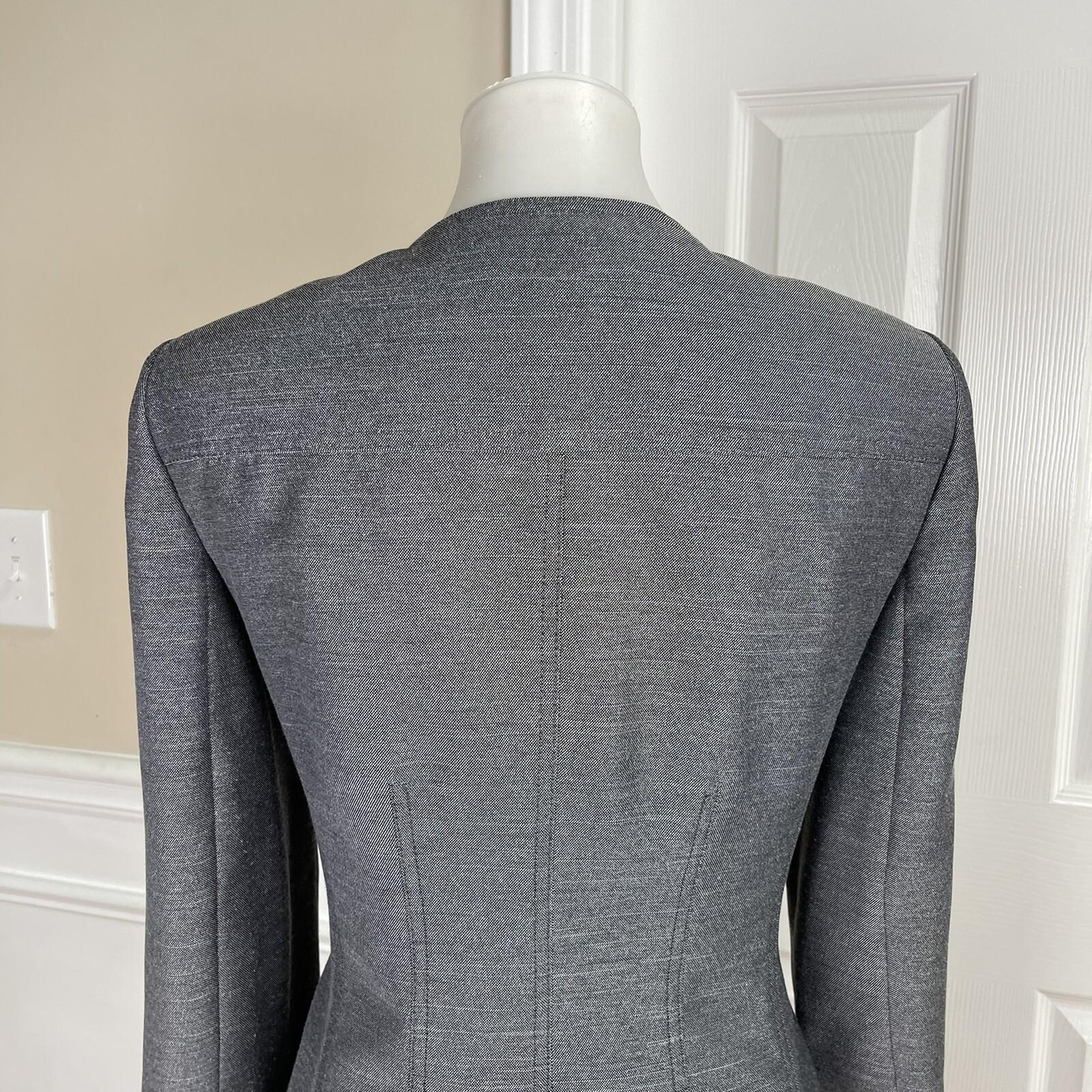 New LE SUIT 2PC Black White Collarless Polyester Skirt Suit Size 8 MSRP 0