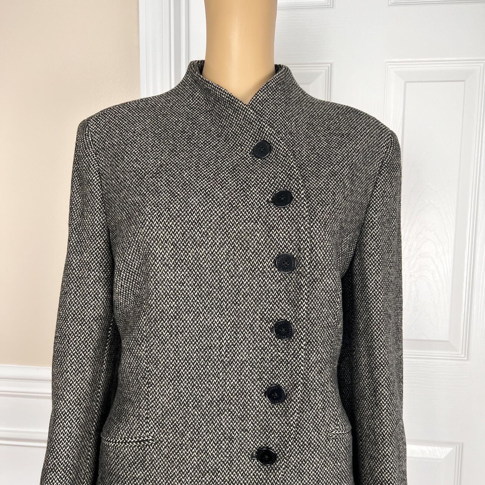 10-1165.jpg New Lauren Ralph Lauren VTG Knit Black Wool Polyamide Ruffle Blazer Suit Size 16