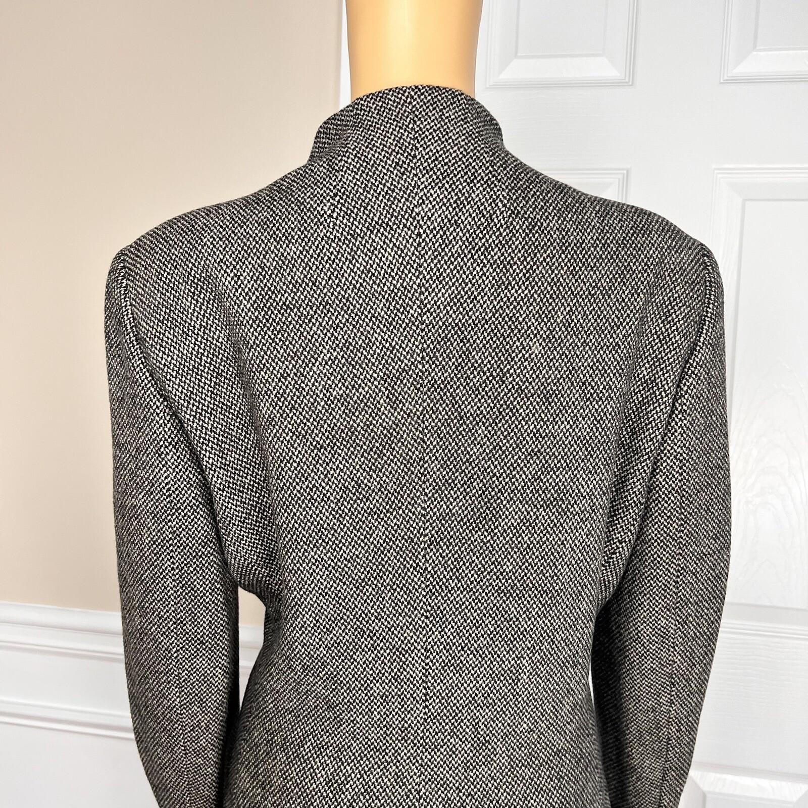 10-1166.jpg New Lauren Ralph Lauren VTG Knit Black Wool Polyamide Ruffle Blazer Suit Size 16