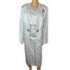 NIGHT STUIDO NY Cotton Metallic  Skirt Suit Top 20 Beaded Silver Cocktail Church