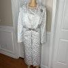 NIGHT STUIDO NY Cotton Metallic  Skirt Suit Top 20 Beaded Silver Cocktail Church