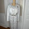 NIGHT STUIDO NY Cotton Metallic  Skirt Suit Top 20 Beaded Silver Cocktail Church