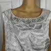 NIGHT STUIDO NY Cotton Metallic  Skirt Suit Top 20 Beaded Silver Cocktail Church