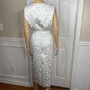 NIGHT STUIDO NY Cotton Metallic  Skirt Suit Top 20 Beaded Silver Cocktail Church