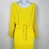 Fashion Nova Polyester Stretch Warm Maxi Dress L/XL Yellow Tied Down Ribbed
