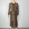 10-1200.jpg H&M Leopard Print Dress Size XS Long Sleeve Brown Black Boho Retro 90s Y2K