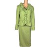 New EMILY 2PC Avocado Polyester Lined Ruffle Collar Cocktail Skirt Suit Size 12 (Copy)