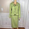 New EMILY 2PC Avocado Polyester Lined Ruffle Collar Cocktail Skirt Suit Size 12 (Copy)