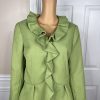 New EMILY 2PC Avocado Polyester Lined Ruffle Collar Cocktail Skirt Suit Size 12 (Copy)