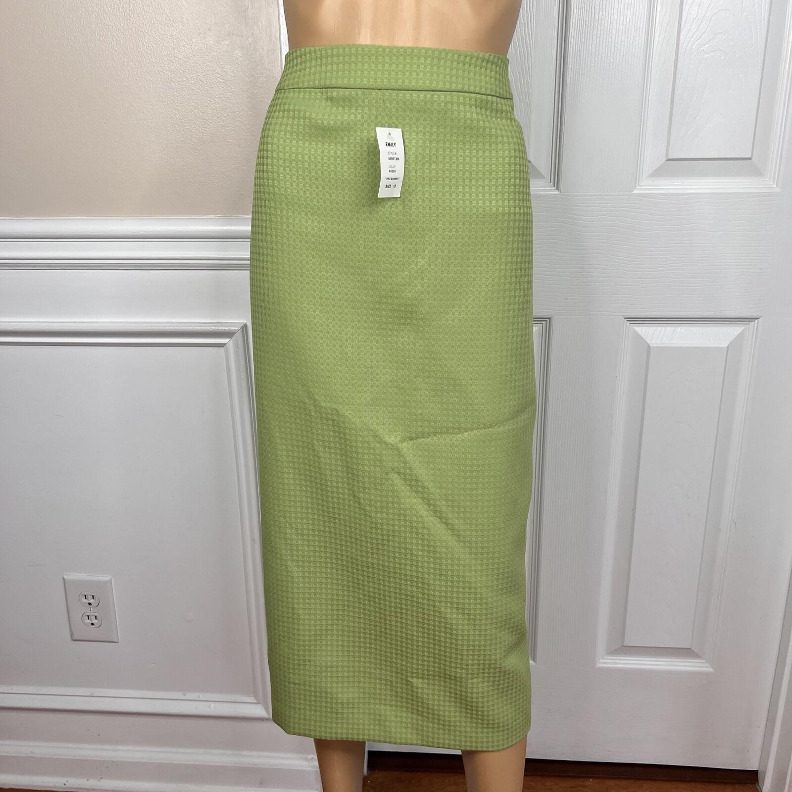 New EMILY 2PC Avocado Polyester Lined Ruffle Collar Cocktail Skirt Suit Size 12 (Copy)