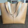 Madison West Faux Leather Long Handle Tote Bag Camel Roomy Removable Zip Pouch