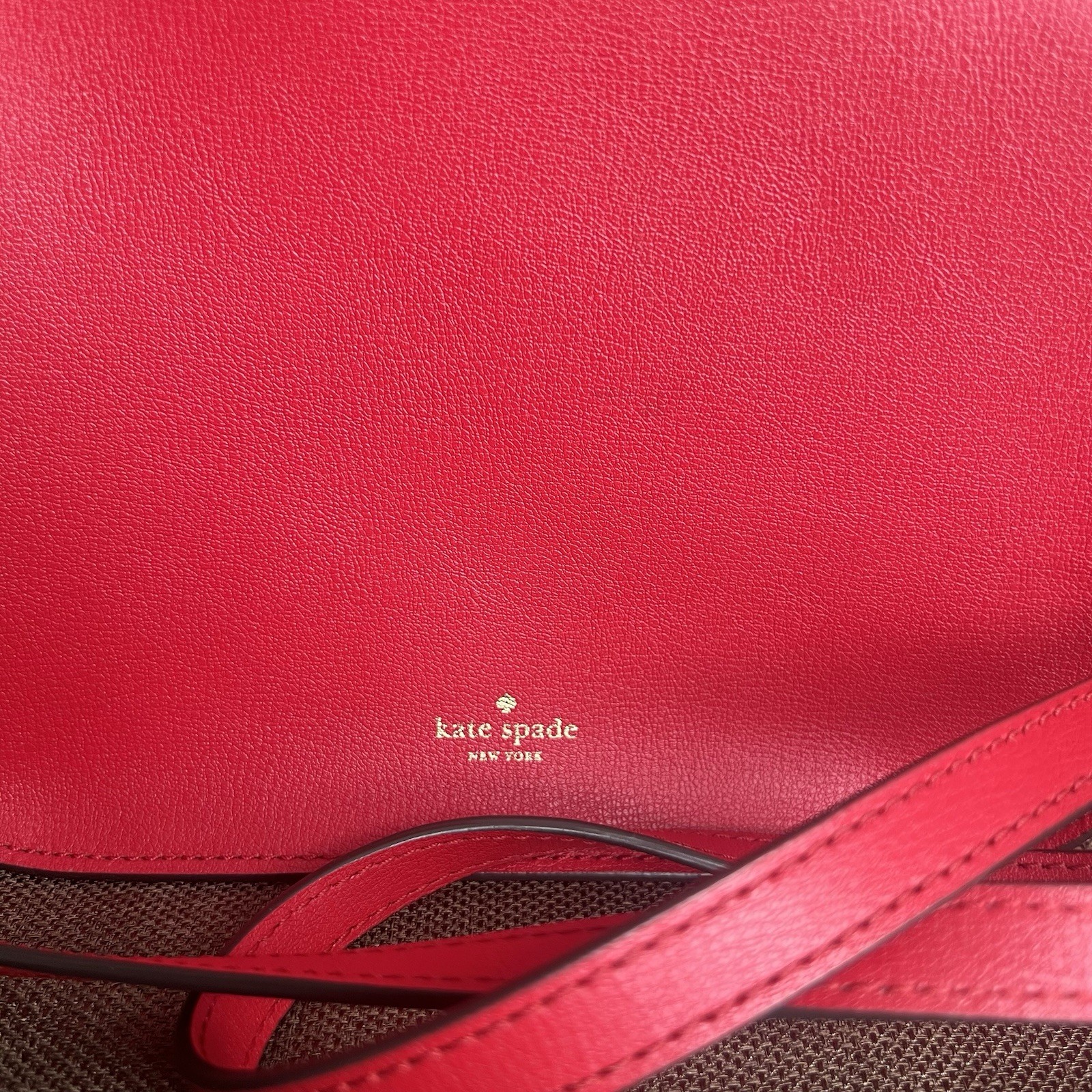 Kate Spade NY Leather Crossbody Bag Purse Red Adjustable Strap Pockets Small