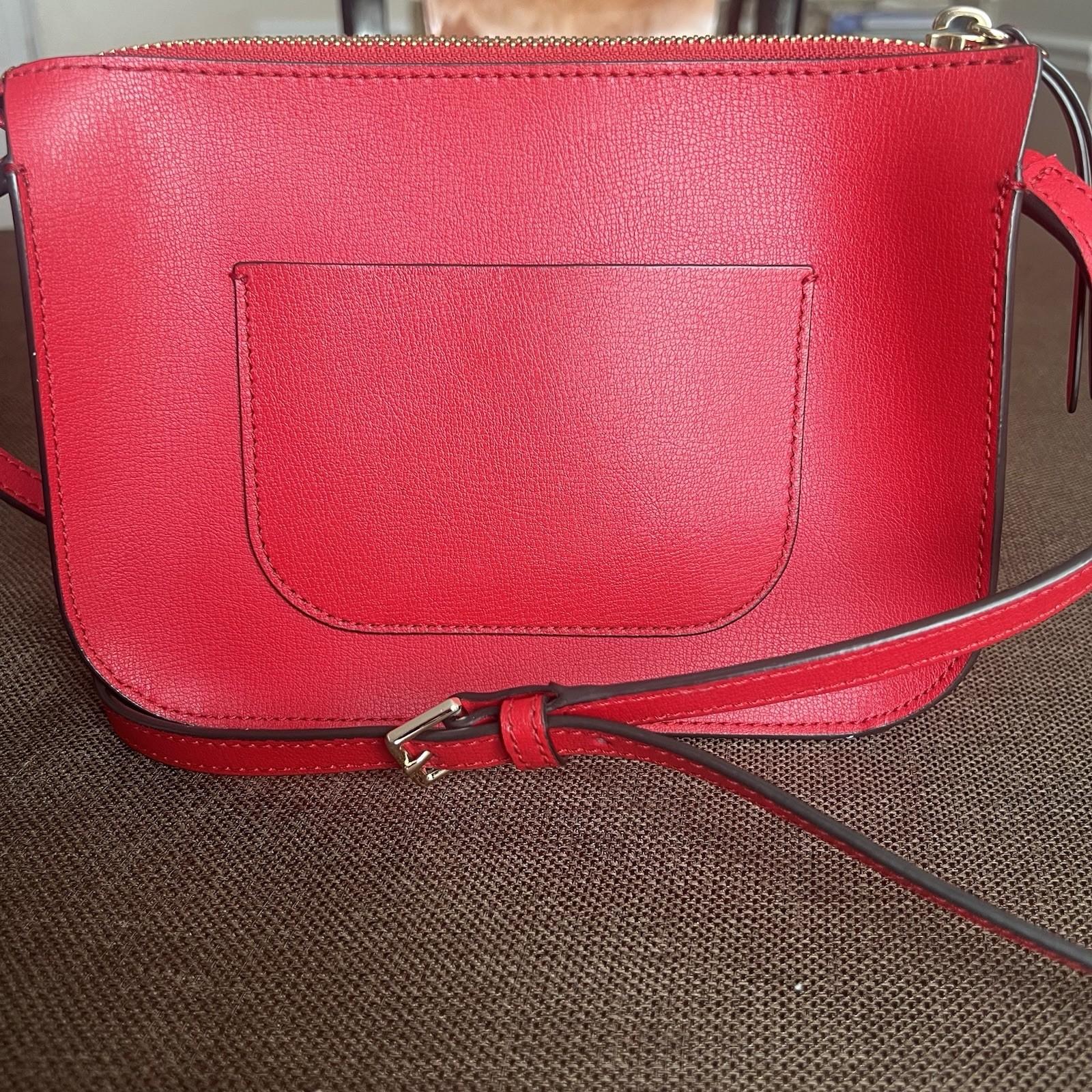 Kate Spade NY Leather Crossbody Bag Purse Red Adjustable Strap Pockets Small