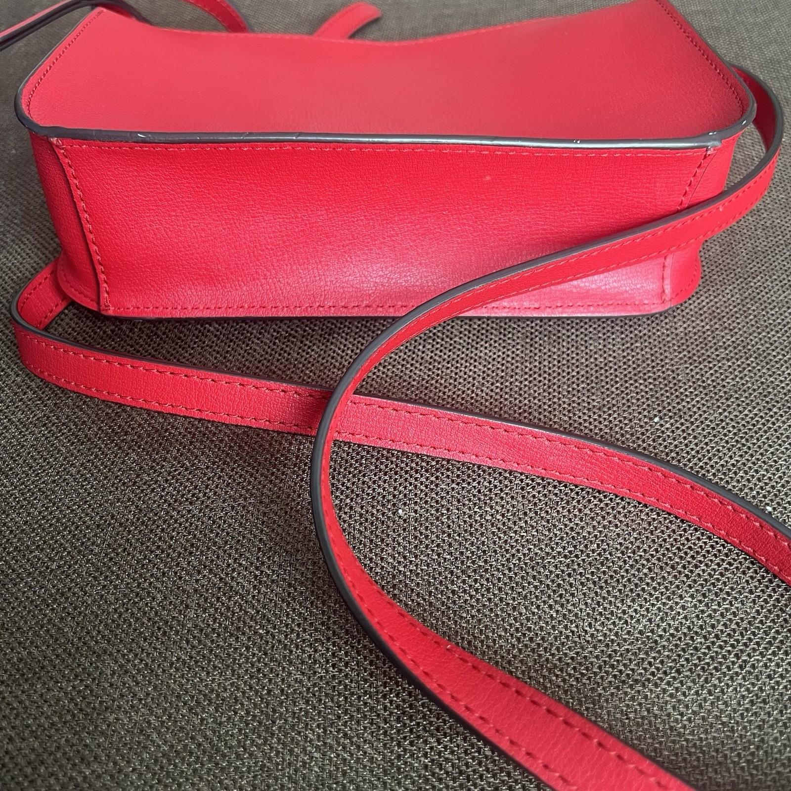 Kate Spade NY Leather Crossbody Bag Purse Red Adjustable Strap Pockets Small