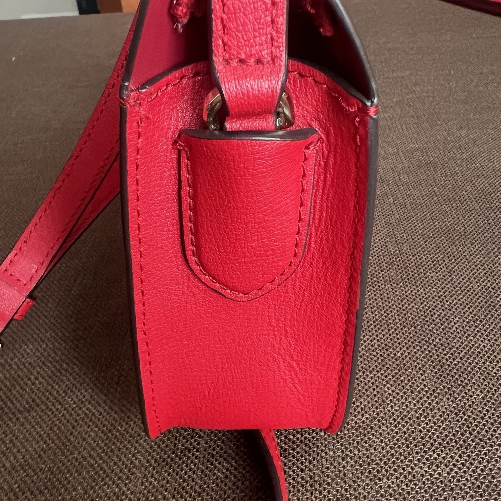 Kate Spade NY Leather Crossbody Bag Purse Red Adjustable Strap Pockets Small