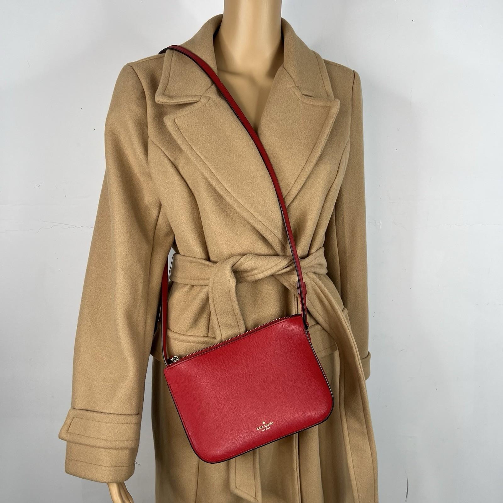 Kate Spade NY Leather Crossbody Bag Purse Red Adjustable Strap Pockets Small