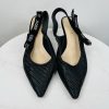 Christian Dior J'adior Slingback Pump 38 Black Leather Velvet Comma Heel Bow