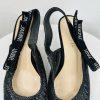Christian Dior J'adior Slingback Pump 38 Black Leather Velvet Comma Heel Bow