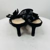 Christian Dior J'adior Slingback Pump 38 Black Leather Velvet Comma Heel Bow