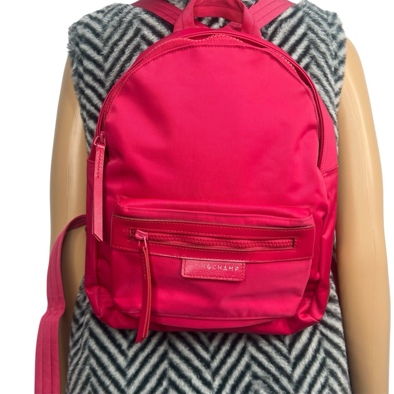 10-1275.jpg Longchamp Le Pliage Neo Small Backpack Pink Adjustable Straps Zip Pockets