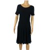 Theory Tight Knit Fit & Flare Dress Size M Pleat Tee Dress Black Prosecco