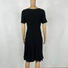 Theory Tight Knit Fit & Flare Dress Size M Pleat Tee Dress Black Prosecco