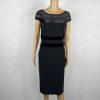 Chiara Boni La Petite Robe Velvet Lace Midi Dress Size 46 Black Stretch New