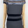 Chiara Boni La Petite Robe Velvet Lace Midi Dress Size 46 Black Stretch New