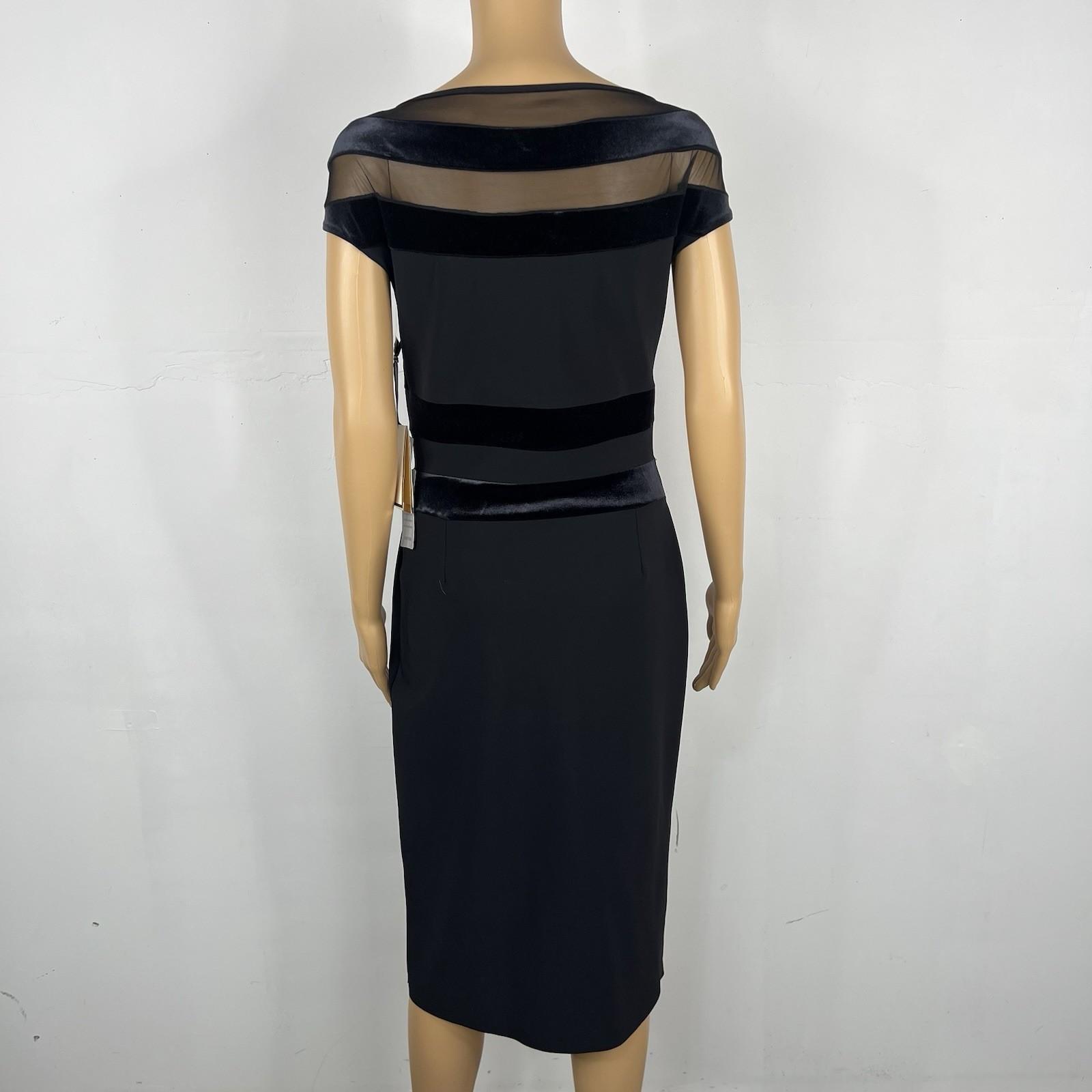 Chiara Boni La Petite Robe Velvet Lace Midi Dress Size 46 Black Stretch New