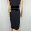 Chiara Boni La Petite Robe Velvet Lace Midi Dress Size 46 Black Stretch New