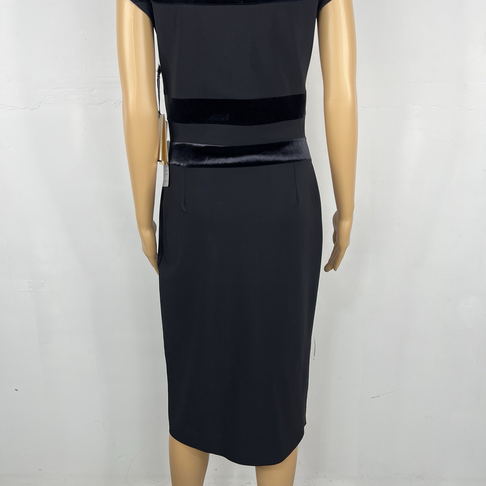 Chiara Boni La Petite Robe Velvet Lace Midi Dress Size 46 Black Stretch New