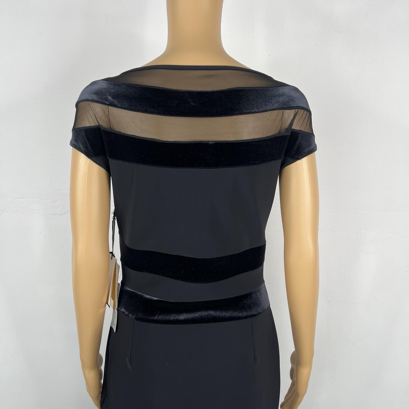 Chiara Boni La Petite Robe Velvet Lace Midi Dress Size 46 Black Stretch New