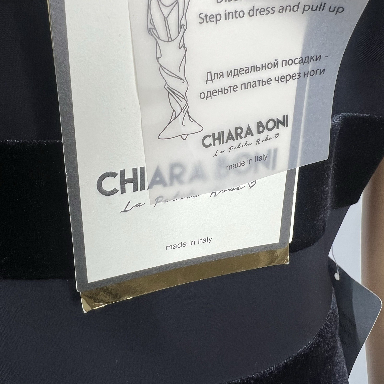 Chiara Boni La Petite Robe Velvet Lace Midi Dress Size 46 Black Stretch New